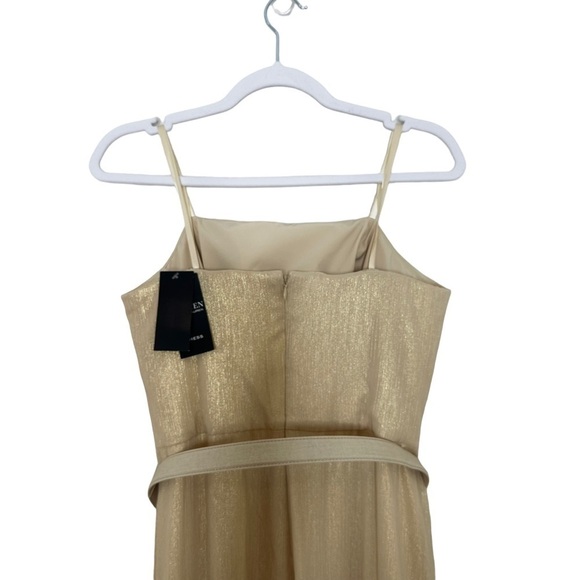 LAUREN RALPH LAUREN Womens Gold Shimmer Strapless Belted Evening Dress Gown - Picture 4 of 6